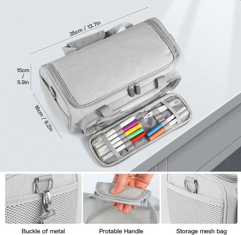 LEFORZ Carrying Case Compatible with Cricut Joy Xtra Smart Cutting Machine(13.7''L x 6.2''W x 5.9''H),Protable Storage Bag with Shoulder Strap Compatible with Cricut Joy Xtra Accessories,Cricut Tools,Grey - Image 3